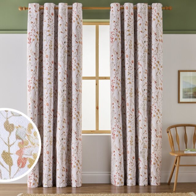 Argos Home Watercolour Floral Blackout Eyelet Curtains - Orange - 168x137cm - image 1