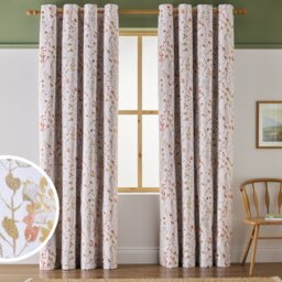 Argos Home Watercolour Floral Blackout Eyelet Curtains - Orange - 168x137cm - thumbnail 1