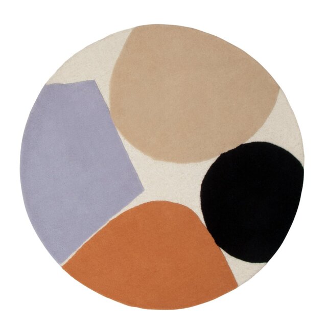 Habitat Carved Geometric Round Wool Cut Pile Rug - 120cm - image 1