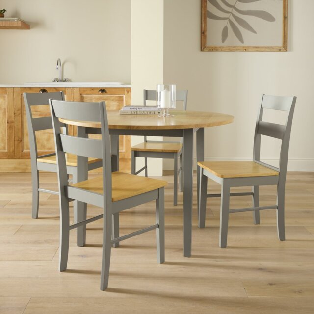Argos Home Chicago Round Grey Dining Table & 4 Grey Chairs - image 1