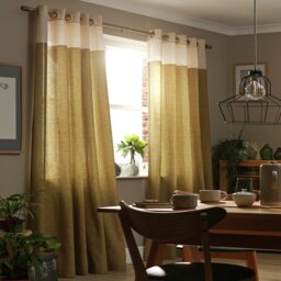 Habitat Lined Eyelet Curtains - Natural - 117x137cm - thumbnail 1