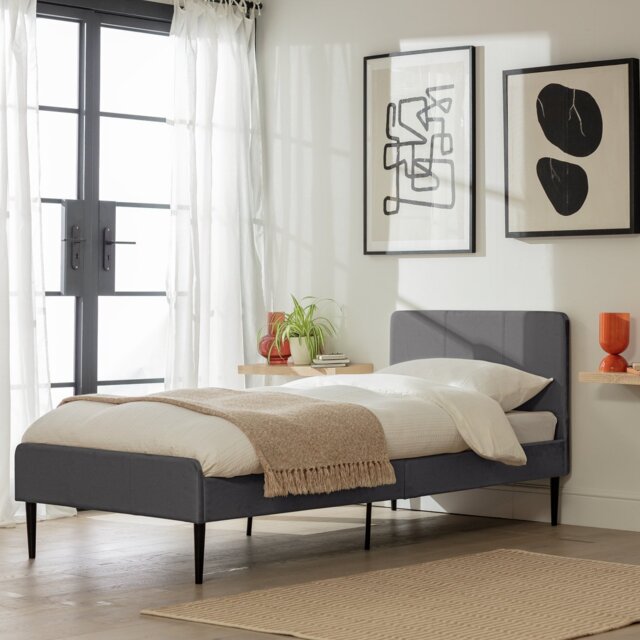 Argos Home Kristopher Single Fabric Bed Frame - Charcoal - image 1