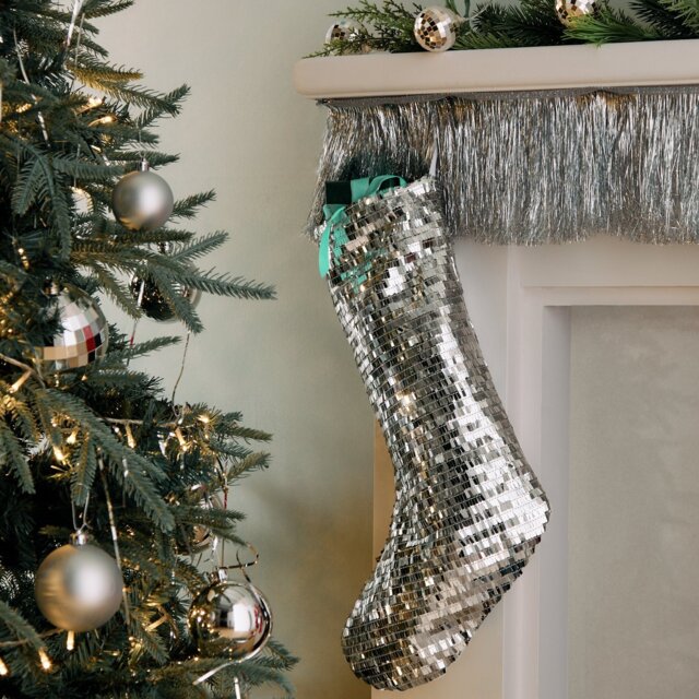 Habitat Silver Sequins Christmas Stocking - image 1