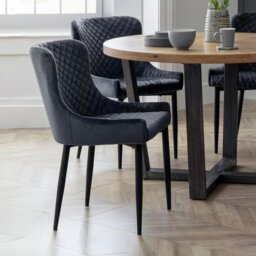 Julian Bowen Luxe Pair of Velvet Dining Chairs - Grey - thumbnail 2