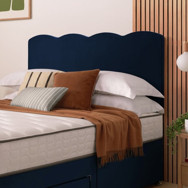 Silentnight Wave Velvet Kingsize Headboard - Blue - image 1
