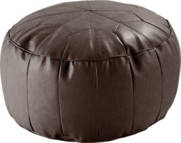 Kaikoo Moroccan Faux Leather Pouffe - Chocolate