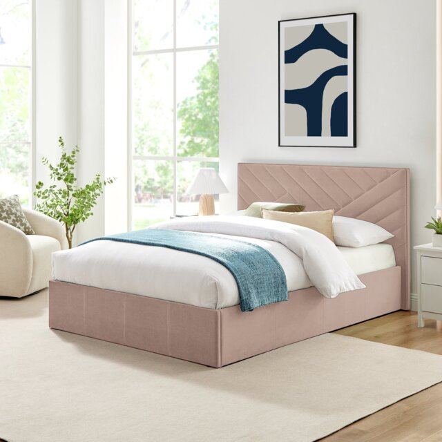 Argos Home Luca Kingsize End Lift Ottoman Bed - Pink - image 1