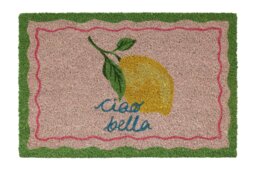 Argos Home Ciao Bella Lemon Coir Pink Doormat - 40x60cm - thumbnail 2