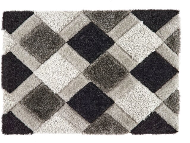 Origins 3D Geometric Grey Shaggy Rug - 160x230cm - image 1