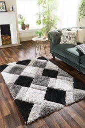Origins 3D Geometric Grey Shaggy Rug - 160x230cm - thumbnail 2