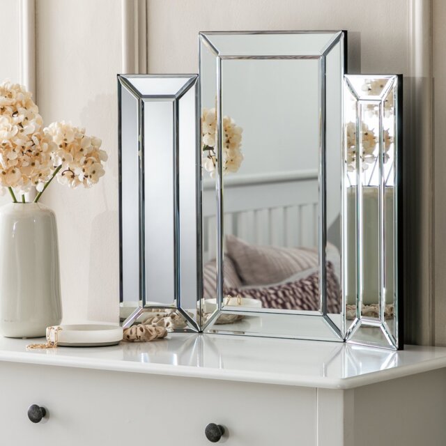 Habitat Black Folding Bevelled Dressing Table Mirror-50x56cm by