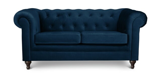 Habitat Chesterfield Velvet 2 Seater Sofa - Blue - image 1