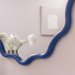 Habitat Blue Wavy Round Wall Mirror - 72x72cm - thumbnail 2