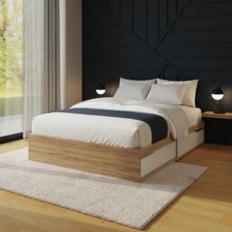 GFW Kai Double Wooden Storage Bed & Mattress - White & Oak - thumbnail 2