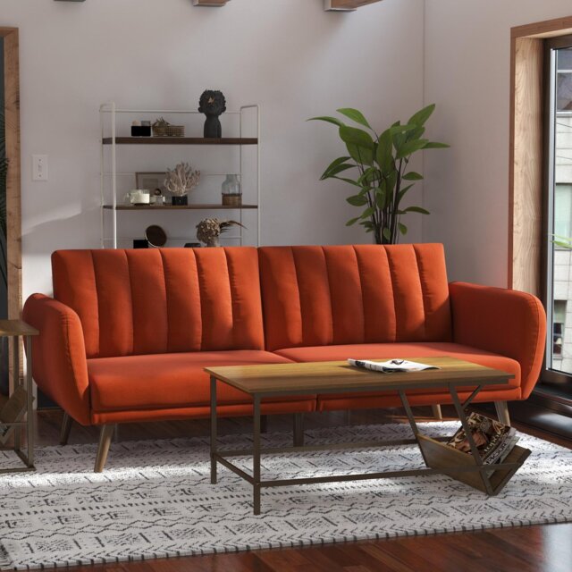 Novogratz Brittany Fabric Clic Clac Sofa Bed - Orange - image 1