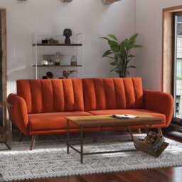 Novogratz Brittany Fabric Clic Clac Sofa Bed - Orange