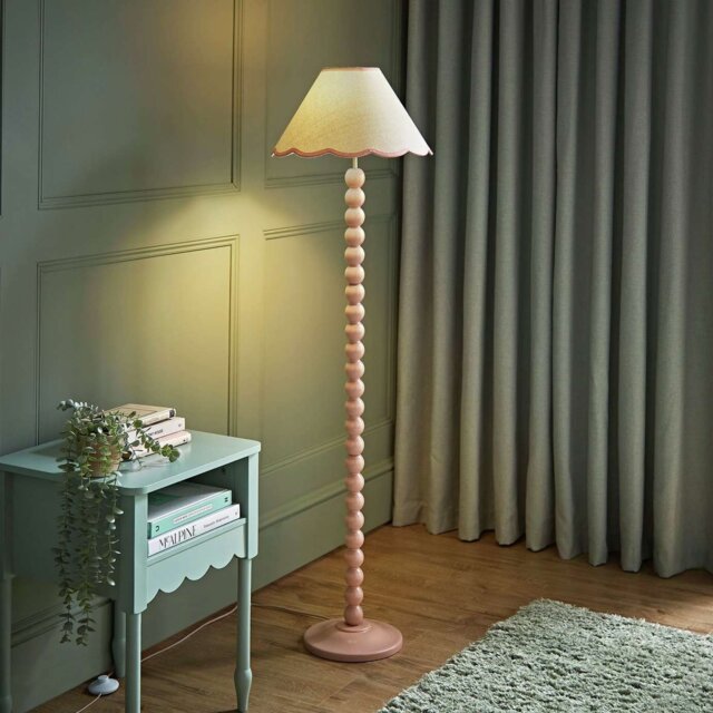 ValueLights Bobble Wooden Statement Floor Lamp - Pink - image 1