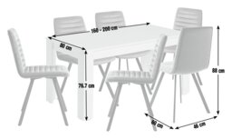 Argos Home Miami Extend White Dining Table & 6 Blue Chairs - thumbnail 2