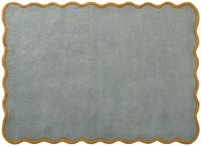 Origins Scalloped Blue Wool Short Pile Rug - 120x170cm - image 1