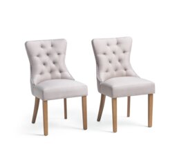 Argos Home Geneva Pair of Fabric Dining Chairs - Beige - thumbnail 1