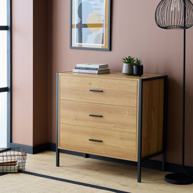 Argos Home Loft Living 3 Drawer Chest - Oak - image 1