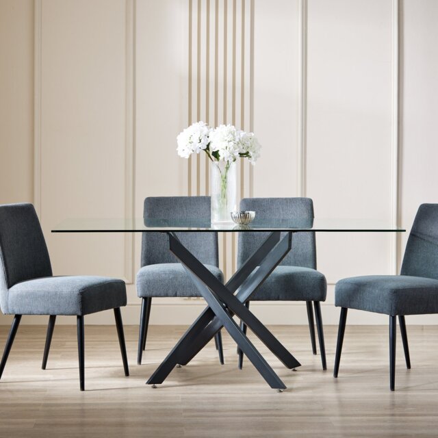 Argos Home Blake Metal & Glass 6 Seater Dining Table - Black - image 1
