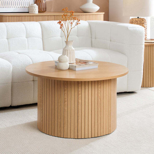 Tiffany Round Fluted Coffee Table, Oak - image 1