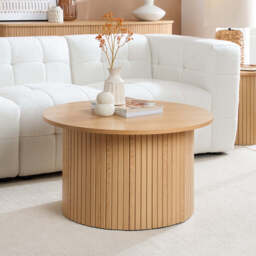 Tiffany Round Fluted Coffee Table, Oak - thumbnail 1