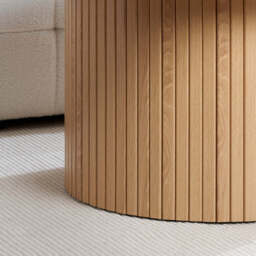 Tiffany Round Fluted Coffee Table, Oak - thumbnail 2