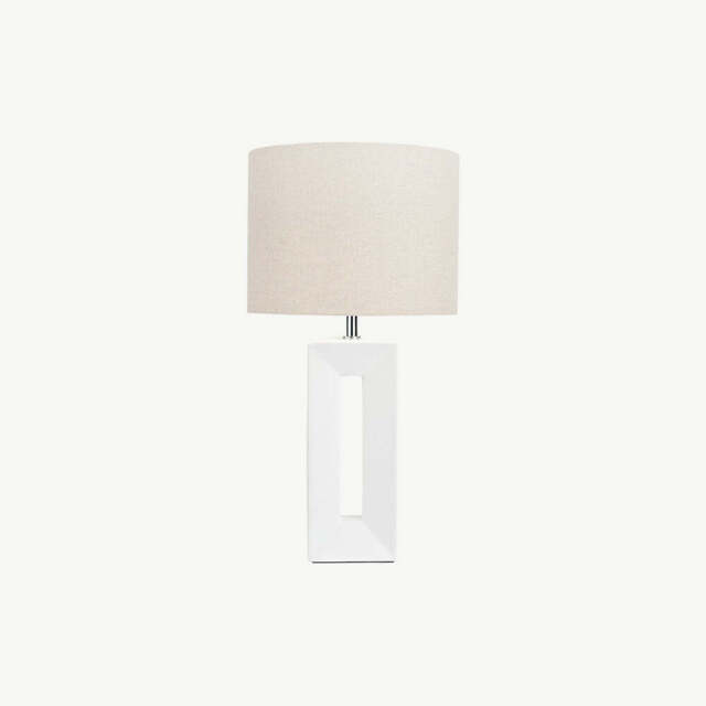 White Tall Block Table Lamp - image 1
