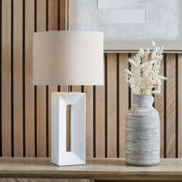 White Tall Block Table Lamp - thumbnail 2