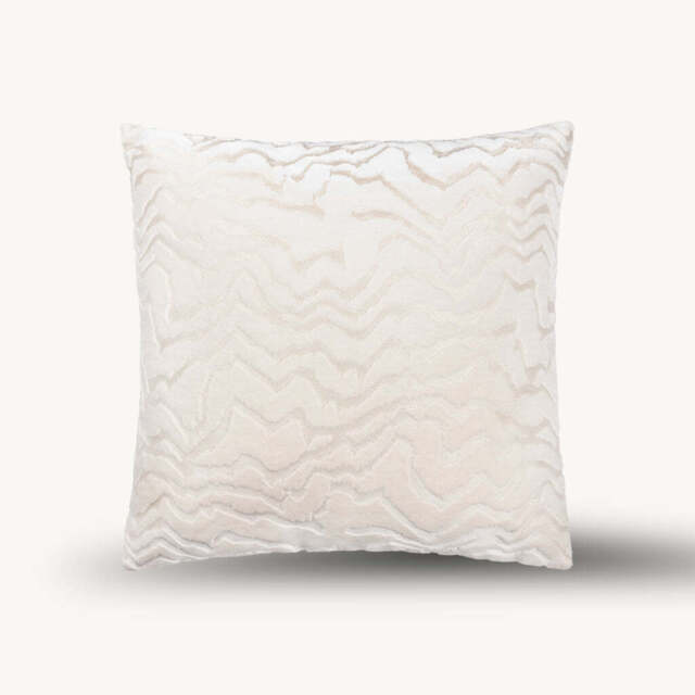 Vesper Cut Velvet Cushion, White - image 1