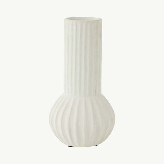Cream Ribbed Vase - image 1