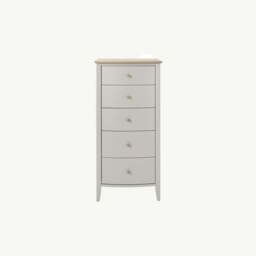 Runswick Scandi Oak & Soft Grey 5 Drawer Tall Chest - thumbnail 2
