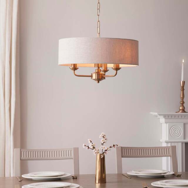 Leif 3lt Pendant Light, Beige - image 1