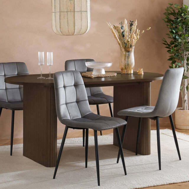 Tiffany Fluted Dining Table, Walnut