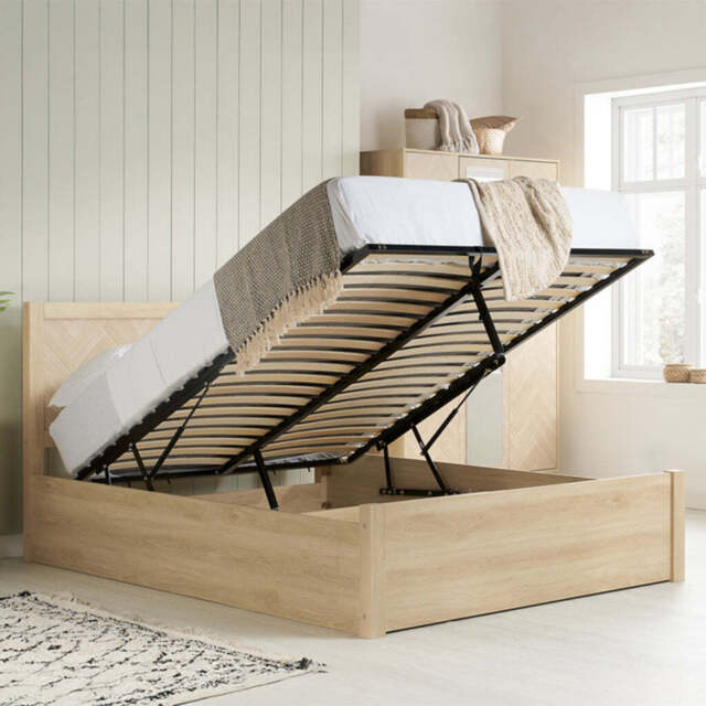 Challis Ottoman Bed, Oak / Double - image 1