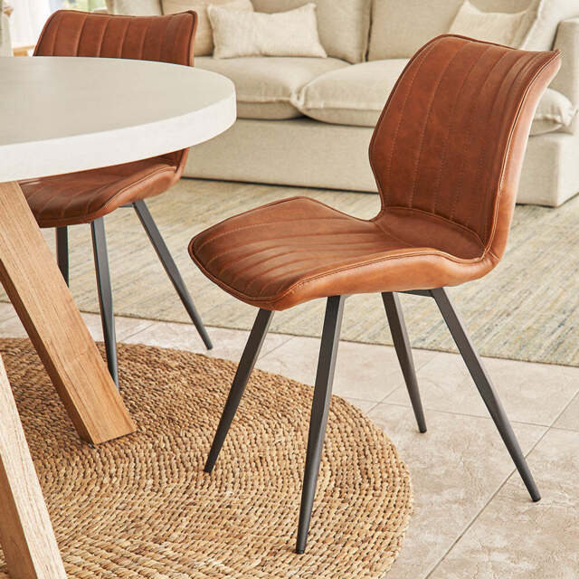 Hudson Vegan Leather Dining Chair, Light Brown