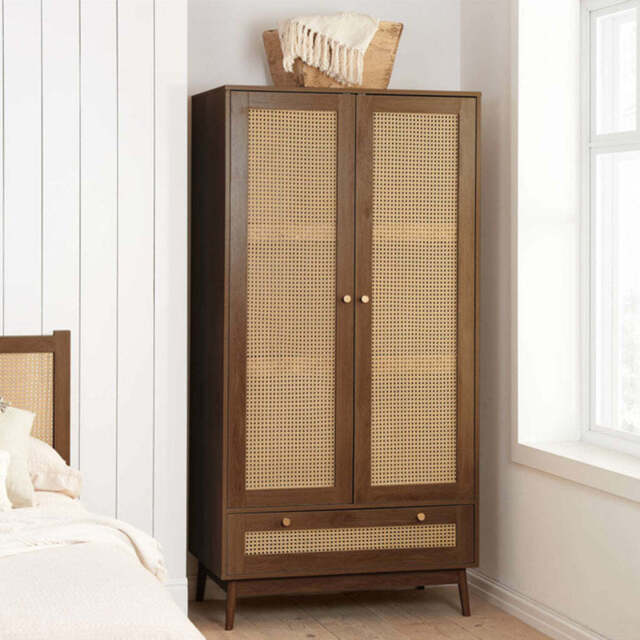 Washington Rattan Wardrobe, Walnut - image 1