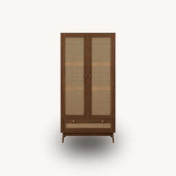 Washington Rattan Wardrobe, Walnut - thumbnail 4