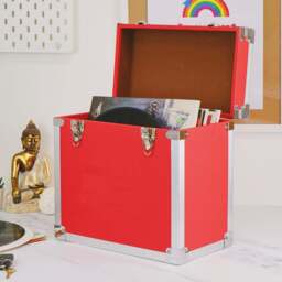 Vinyl Record Storage Box, Red - thumbnail 2