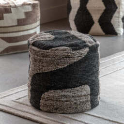 Monochrome Graphic Drum Pouffe
