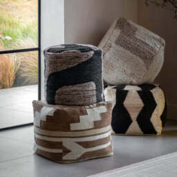 Monochrome Graphic Drum Pouffe - thumbnail 4