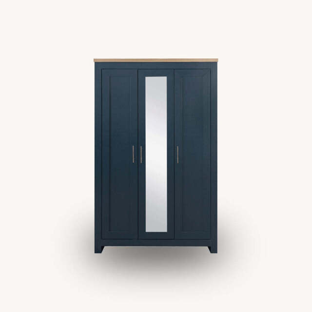 Burwick 3DR Wardrobe with Mirror, Blue