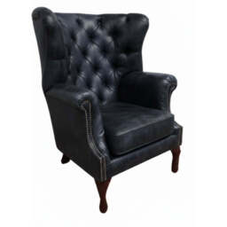 Albert Leather Armchair, Dark Blue - thumbnail 2