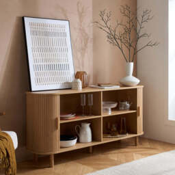 Tiffany Fluted 2DR Sideboard, Oak - thumbnail 2