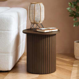Tiffany Fluted Side Table, Walnut - thumbnail 1