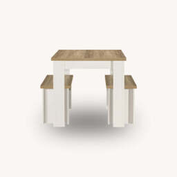 Burwick Dining Table and Bench Set, Cream - thumbnail 4