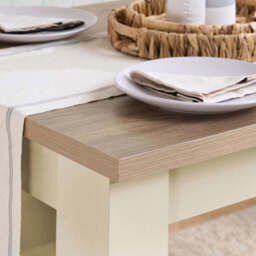 Burwick Dining Table and Bench Set, Cream - thumbnail 3