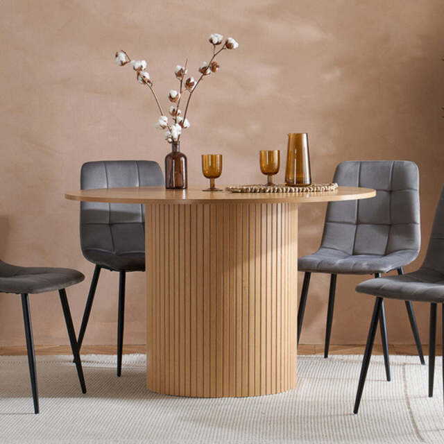 Tiffany Round Fluted Dining Table, Oak - image 1